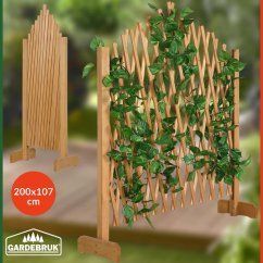 Drevená záhradná mriežka 200 x 100 cm – skladacia opora na popínavé rastliny