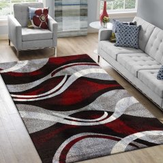 Covor original cu model abstract de culoare roșu-gri
