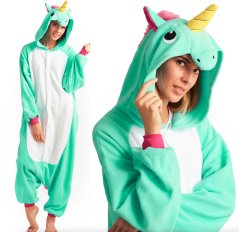 Menthol Kigurumi Jumpsuit mit Einhornmotiv Größe S