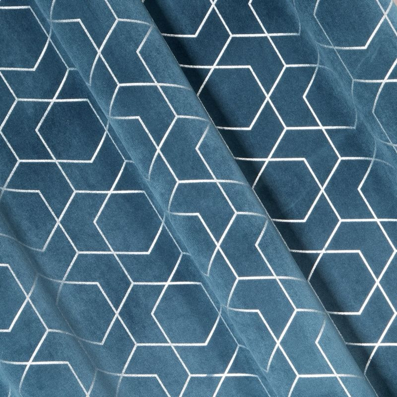 Draperii decorative albastre, cu agățare pe inele metalice 135 x 250 cm