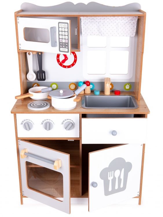 Drevená kuchynka XXL + kuchynské náradie Ecotoys