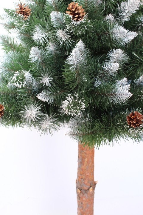 Brad de Crăciun artificial unic, acoperit cu zăpadă, pin pe un trunchi de 160 cm