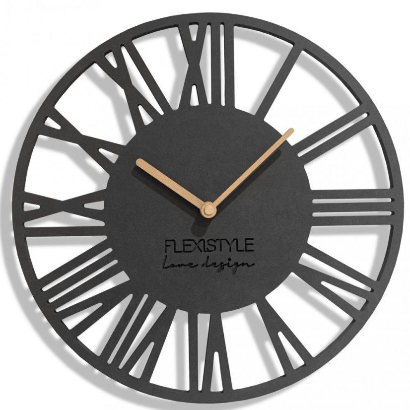 Schlichte anthrazitfarbene Wanduhr im Holzdesign 30 cm