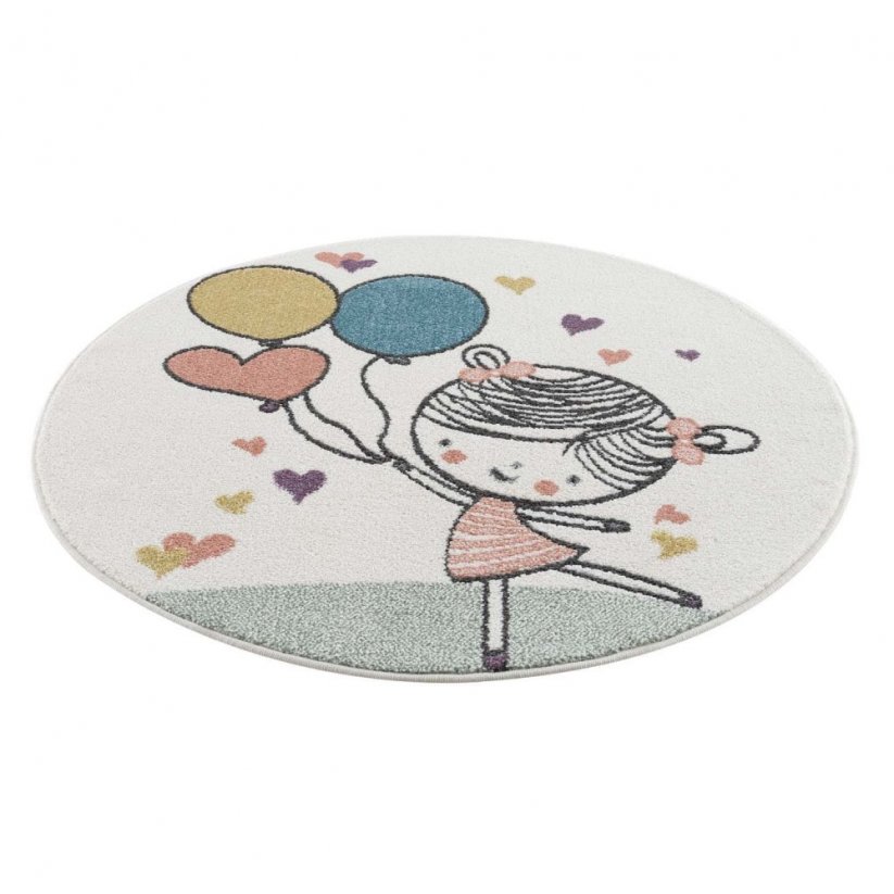 Nádherný okrúhly koberec do detskej izby béžovej farby