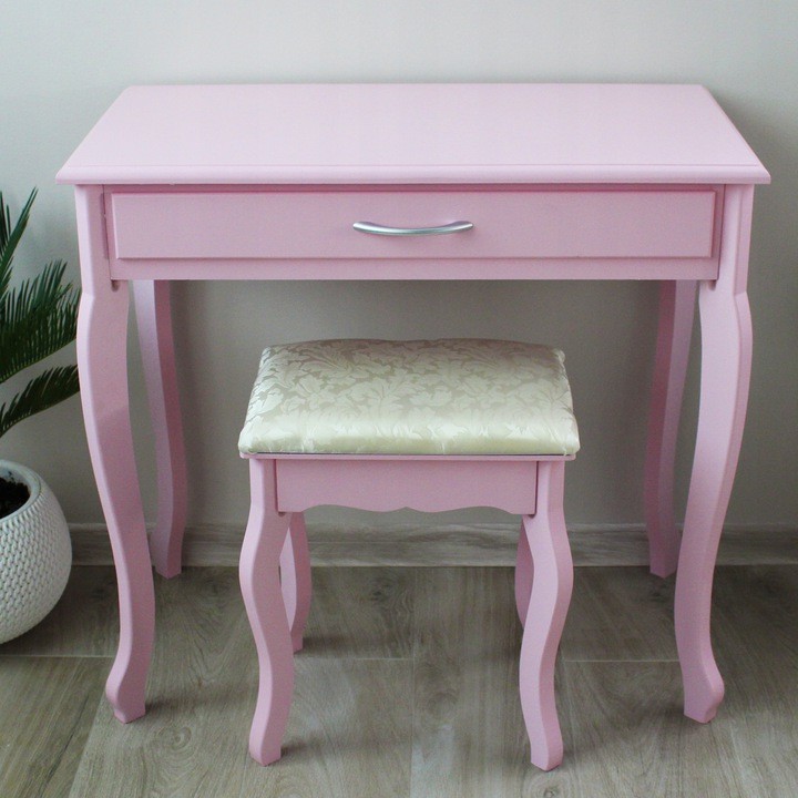 Moderan toaletni stolić u ružičastoj boji s velikom ladicom