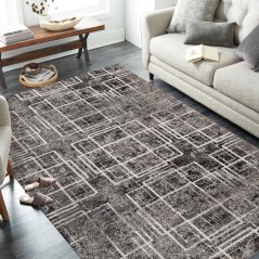 Kvalitetni sivi tepih s motivom kvadrata