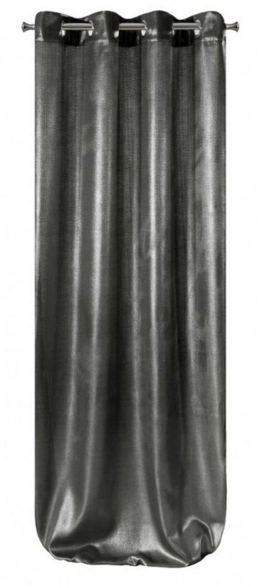 Lesklý tmavě šedý závěs na okno 140 x 250 cm