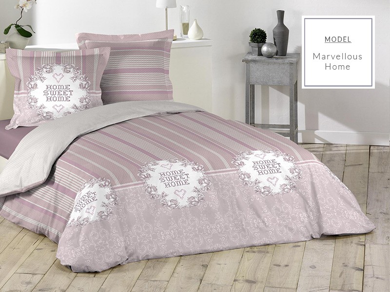 Růžové bavlněné povlečení na postel sweet home 160x200 cm
