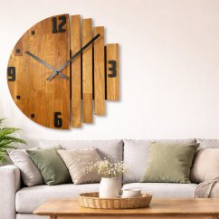 Dizájner tölgyfa falióra ASYMETRIA csendes futással - 50 cm