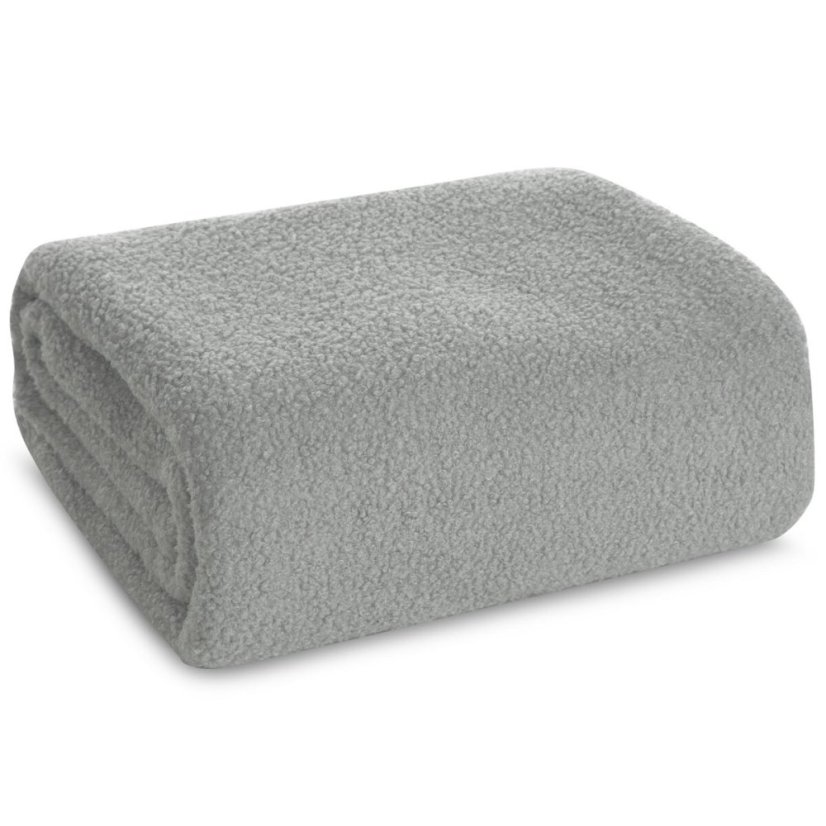 Šedá teplá deka s jemnou texturou BOUCLÉ