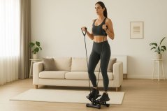 Stepper de fitness cu extensoare și contor LCD