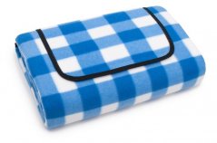 Синьо карирано плажно одеяло