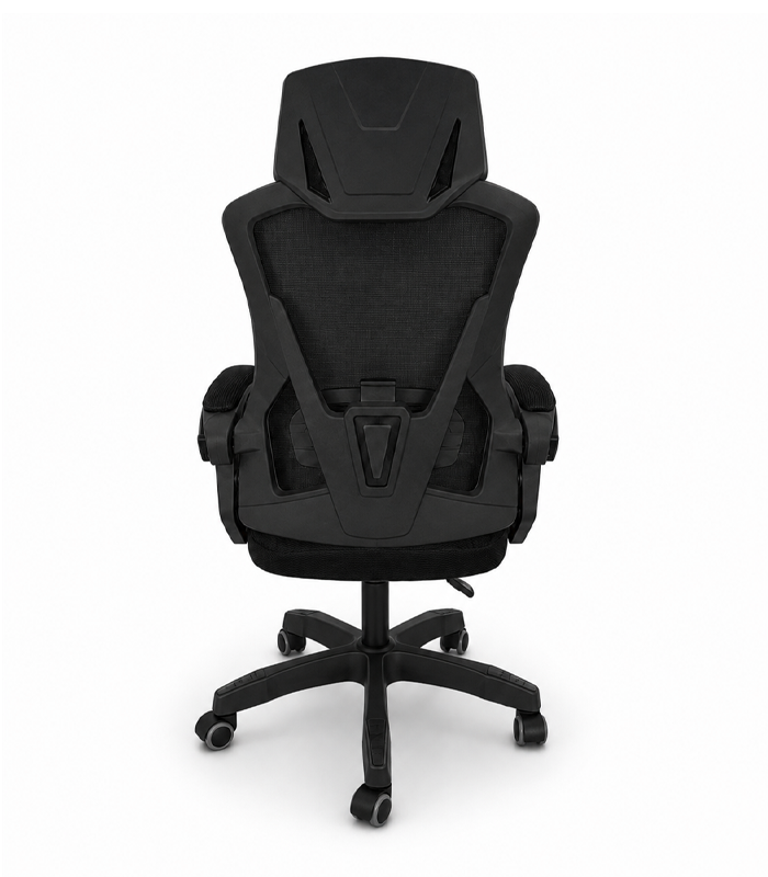 Ergonomické kancelárske kreslo s opierkou hlavy a sieťovaným operadlom čierne