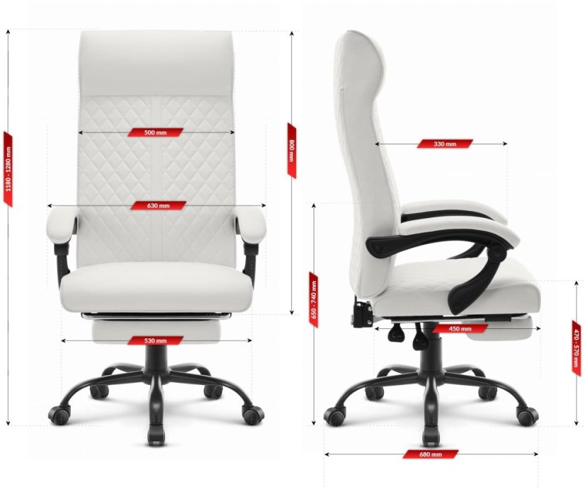 Luxusné kancelárske kreslo HC-1030 biele z ekokože