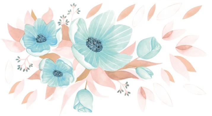 Adesivo murale per interni raffigurante un bouquet di fiori blu