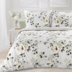 Cearșafuri reversibile din bumbac sateen - alb cu imprimeu floral