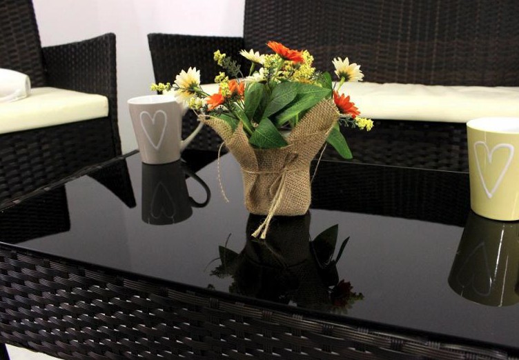 Polyratanový kávový set tmavohnedý