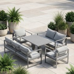 Prostorna vrtna garnitura XL-NM-2011 - siva + sive blazine