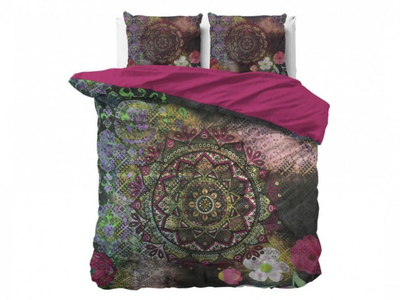 Fialové posteľné obliečky s motívom mandala 200 x 220 cm