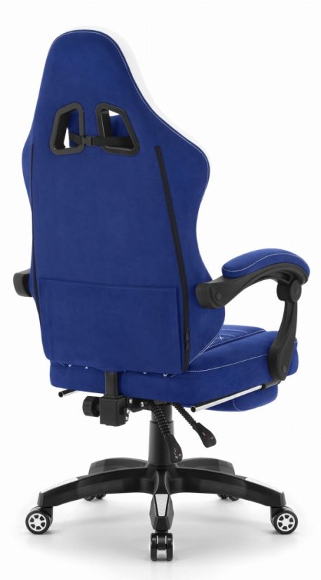 Kényelmes játék- és irodai szék HC-1015 lábtartóval - kék színű