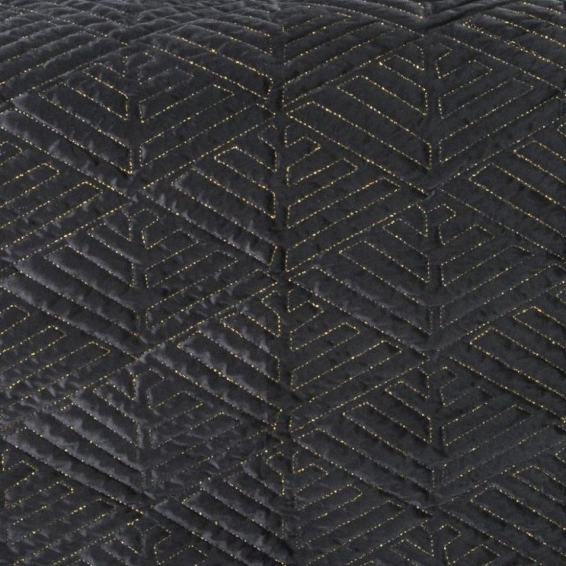 Luksuzno črno posteljno pregrinjalo šivano z zlato nitjo 220 x 240 cm
