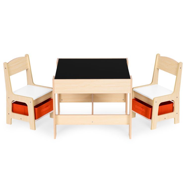 Praktikus 2in1 gyermekasztal két székkel és tárolóhellyel