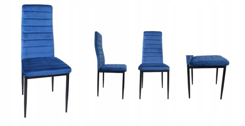 4 db elegáns kék bársonyszék készlet