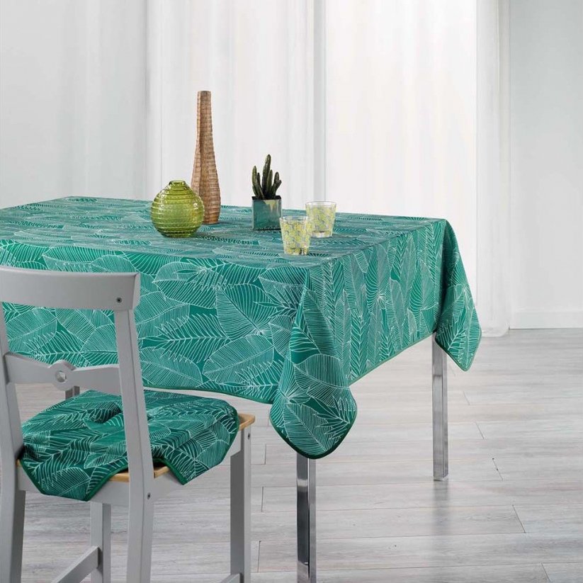 Ubrus do kuchyně zelené barvy s listovým vzorem GATSBY 150 x 240 cm
