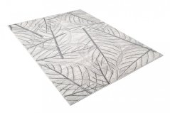 Tappeto moderno color crema chiaro con motivo a foglie