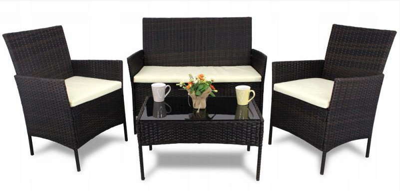 Polyratanový kávový set tmavohnedý