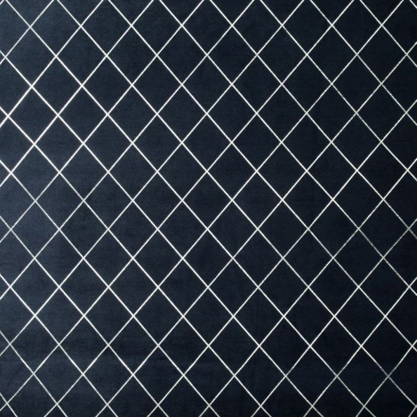 Draperie albastra închis pentru cercuri cu motiv geometric 140 x 250 cm