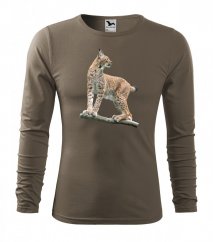 T-shirt da caccia con motivo lince e maniche lunghe