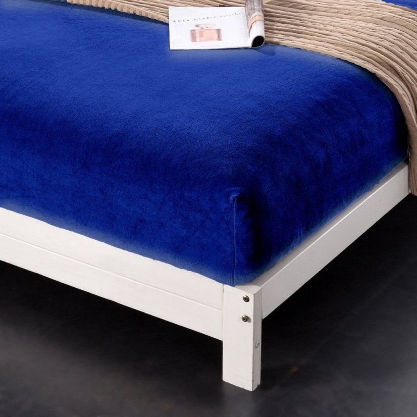 Hřejivé ložní prostěradlo z plyšového mikrovlákna - královská modrá - Rozměr plachty na postel: Šírka: 160 cm | Dĺžka: 200 cm