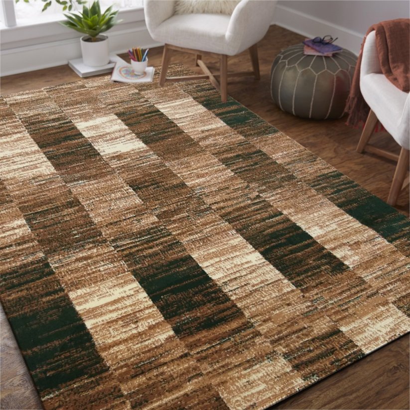 Kvalitní hnědo zelený koberec kusový