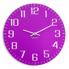 Nástenné hodiny fialové s veľkými číslicami