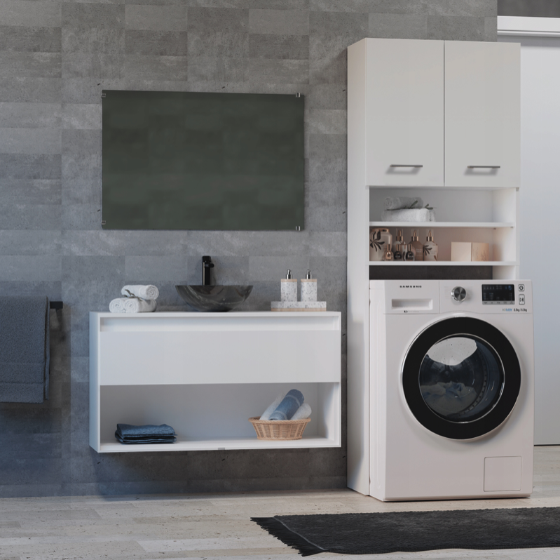 Шкаф в банята над пералнята - бял