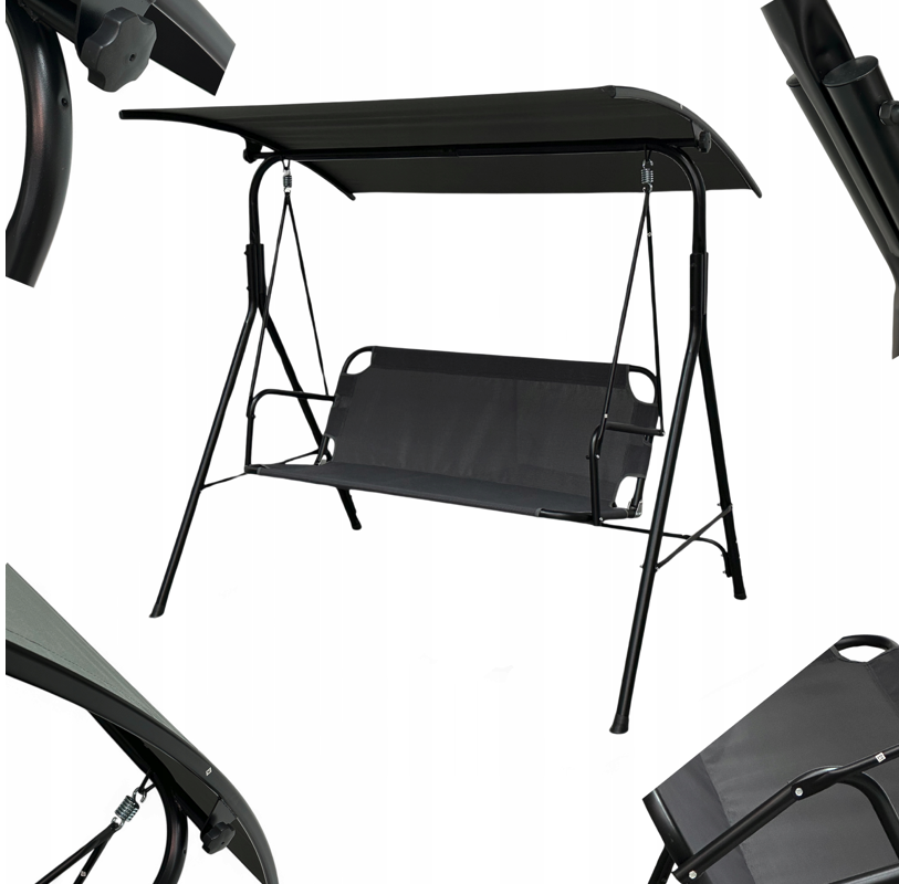 Záhradná hojdačka pre 3 osoby 4006D – tmavosivá