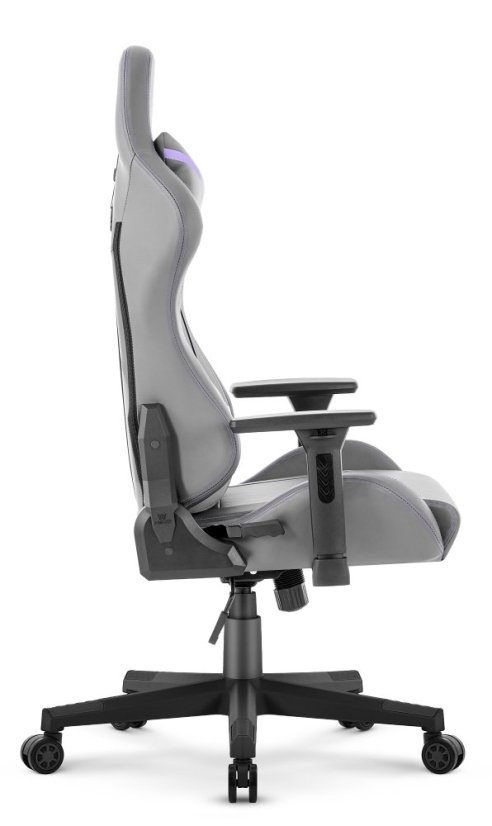 Herné ergonomické kreslo HC-2002 s nosnosťou 150 kg - sivé s fialovými detailmi