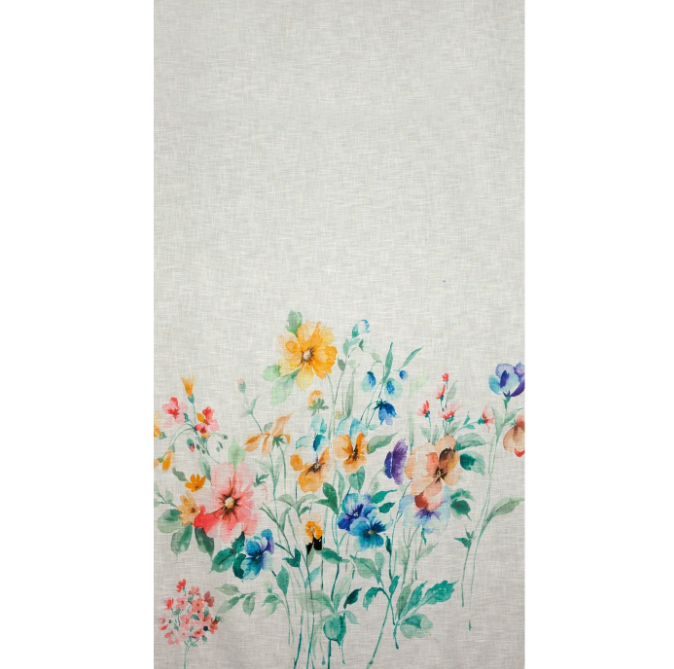 Lanena zavesa s cvetličnim motivom 140 x 260 cm