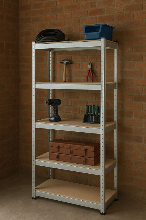 Stabilný kovový úložný regál s 5 policami 180x90x40