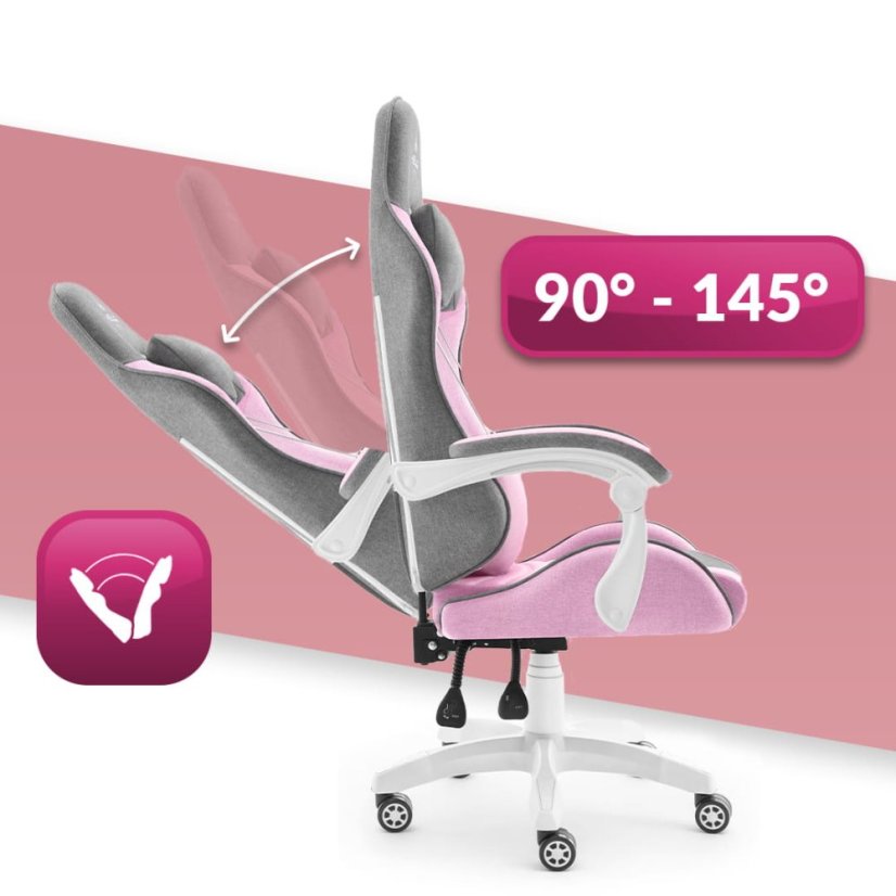 Herné kreslo Rainbow Pink Gray Mesh