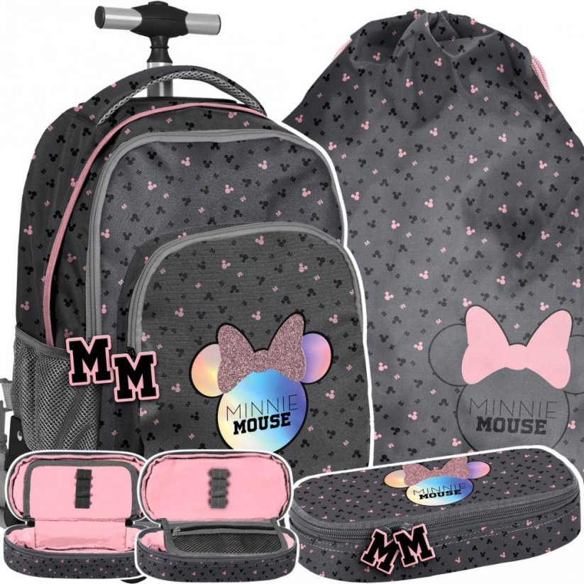 Školní taška na kolečkách Mickey Mouse v troj dílné sadě