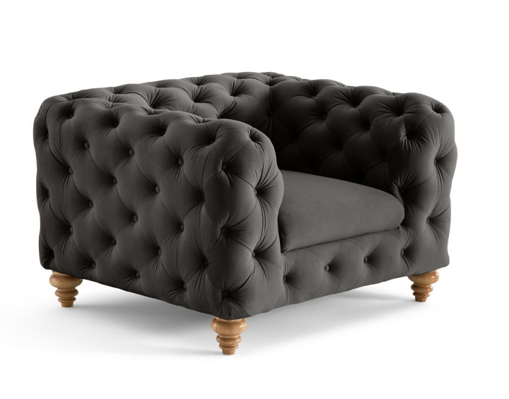 Prešívané luxusné zamatové kreslo do obývačky – dostupné v rôznych farbách