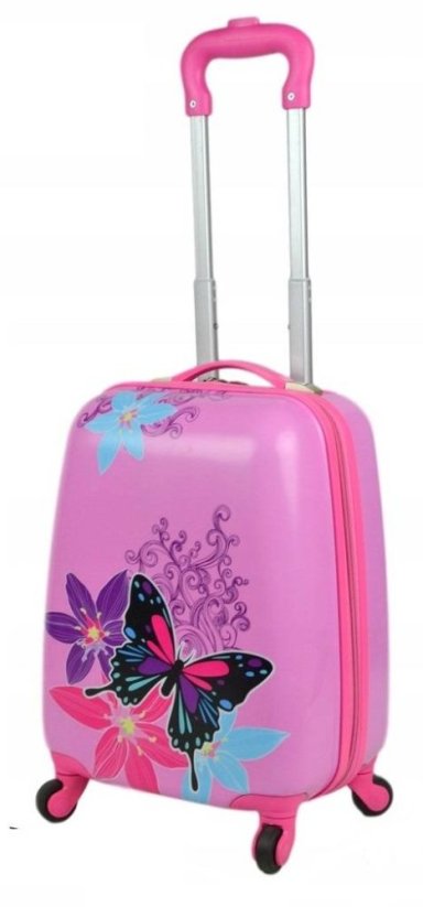 Valiză de călătorie roz pentru copii cu fluture 42 l