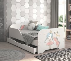 Dětská postel MIKI 160 x 80 cm s motivem princezny a jednorožce