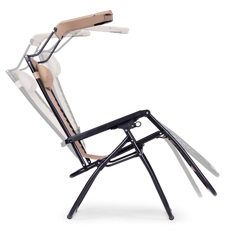 Lettino prendisole con tettuccio beige