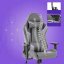 Herné ergonomické kreslo HC-2002 s nosnosťou 150 kg - sivé s fialovými detailmi