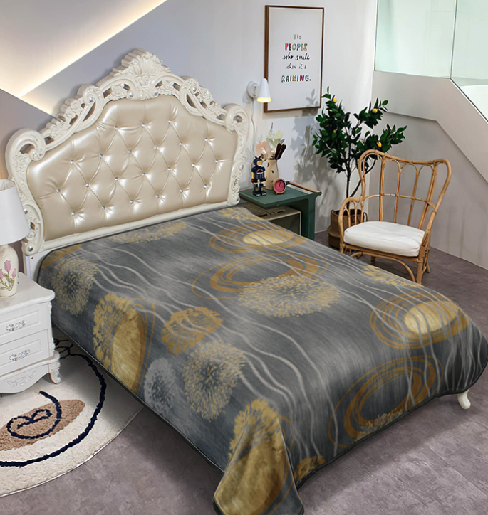 Akrylová deka sivá so zlatým vzorom