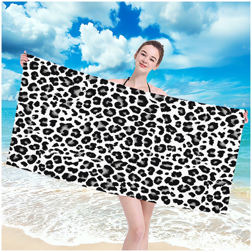 Brisača za plažo z vzorcem belega tigra 100 x 180 cm