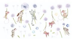 Autocolant adorabil de perete pentru copii Animale Pe Păpădii 60 x 120 cm
